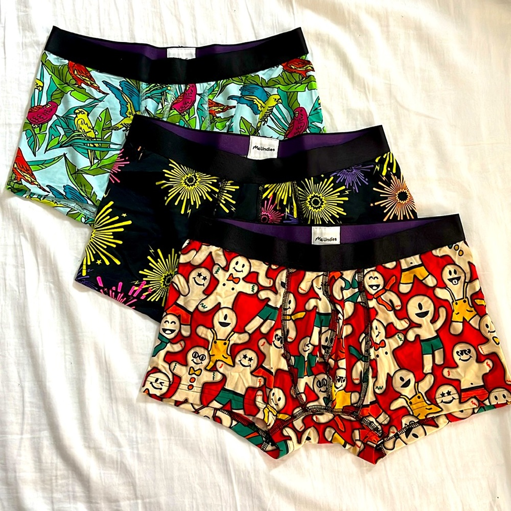 🆕 MeUndies 3 Pack of Mens Trunks Size Medium Multicolor/Designs